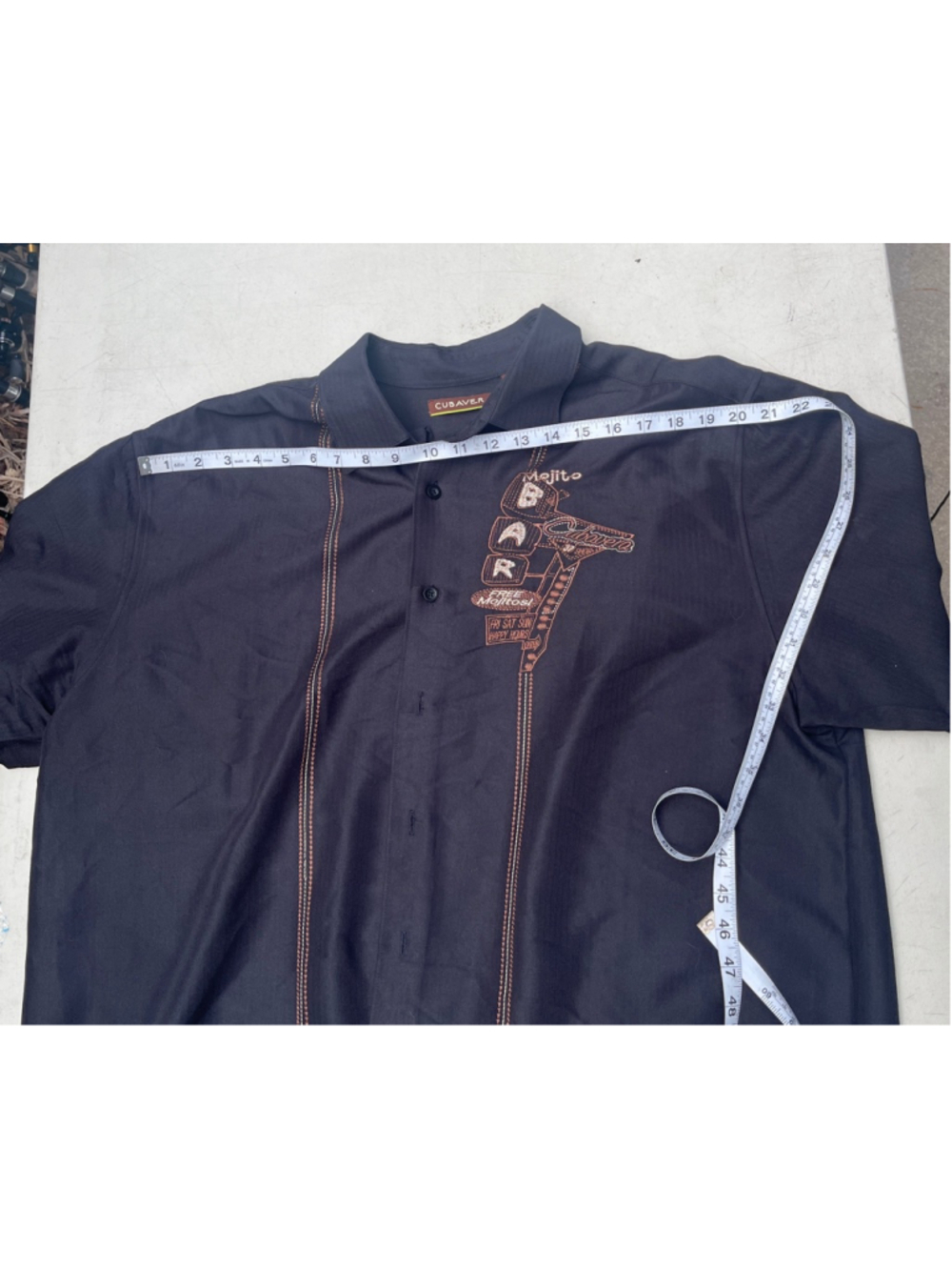 Men's CUBAVERA Casual Button Down Shirt XXL Black Brown Great used condition - Picture 7 of 10